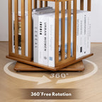 Rotating Bookshelf Tower, 360° Display Spinning Bookcase, Bamboo Bookshelf Floor Standing Storage Rack, Wood Narrow Book Shelf Organizer For Kids Adults (Walnut, 6 Tier)