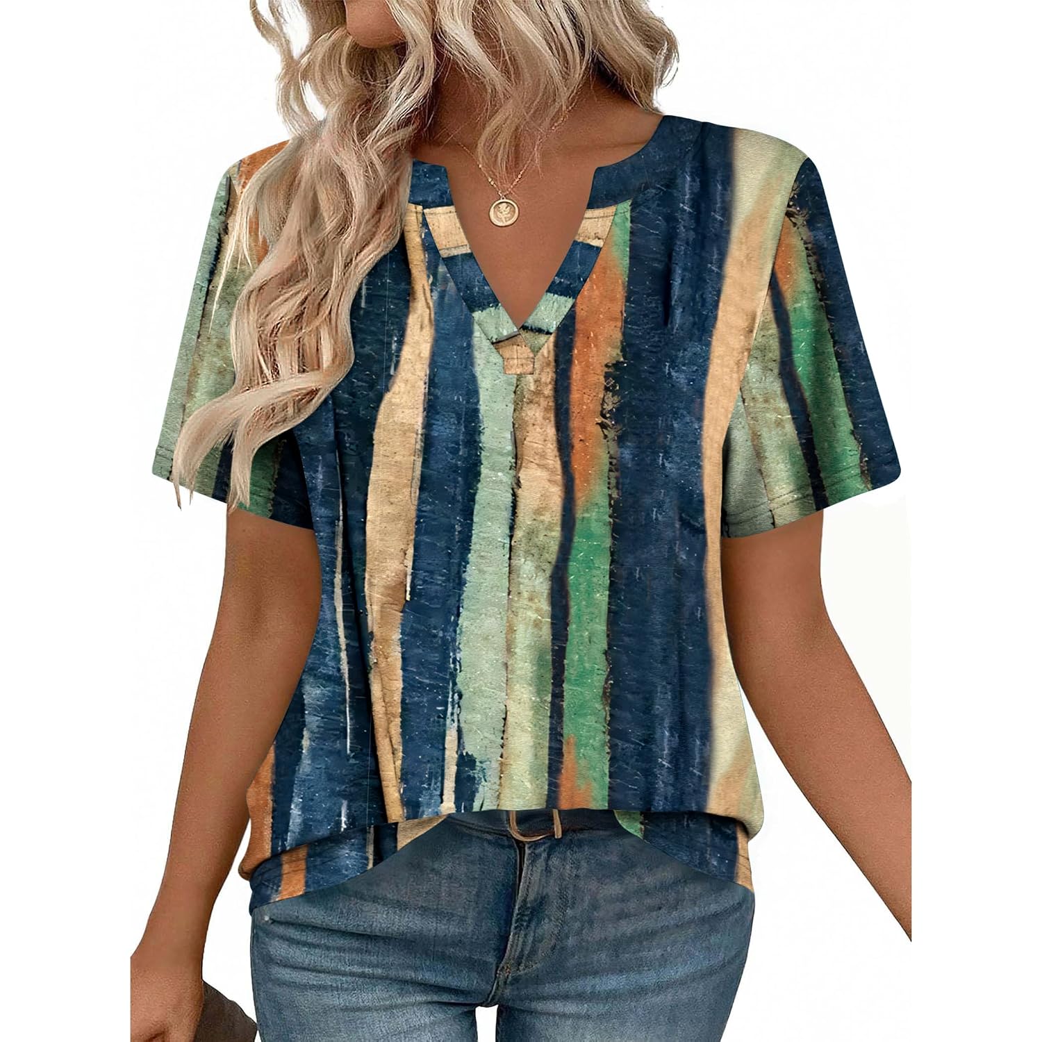 Zeagoo Womens Tops Short Sleeve V Neck Tee Shirts Cute Dressy Casual Clothing Business Work Blouse Multicolor-cx289
