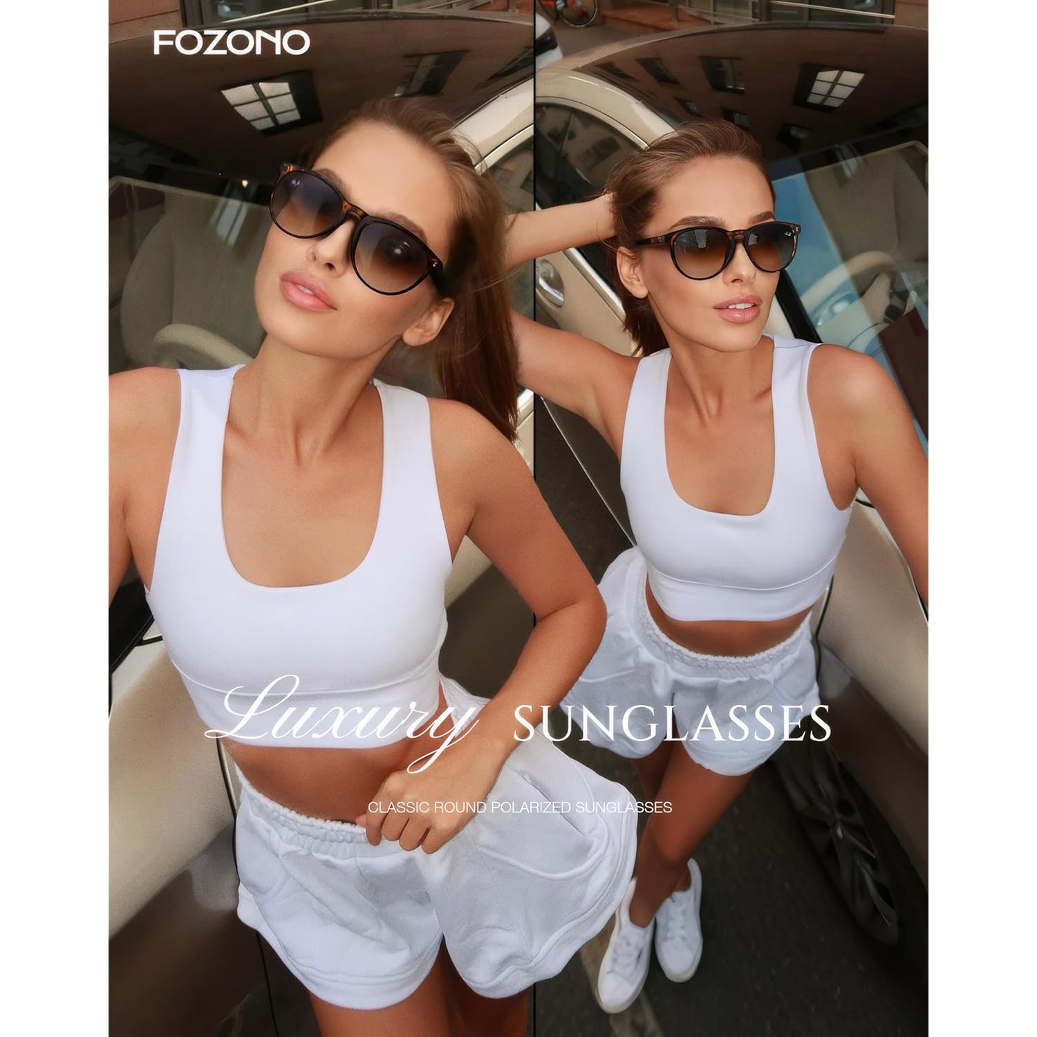 Classic Round Polarized Sunglasses for Women Retro Shades Trendy Vintage Sun Glasses FZN825