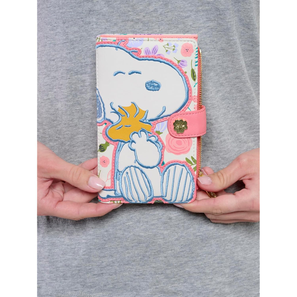 Loungefly Peanuts Snoopy Wallet Flap Snap Clutch Women Woodstock Floral Print Vegan Leather