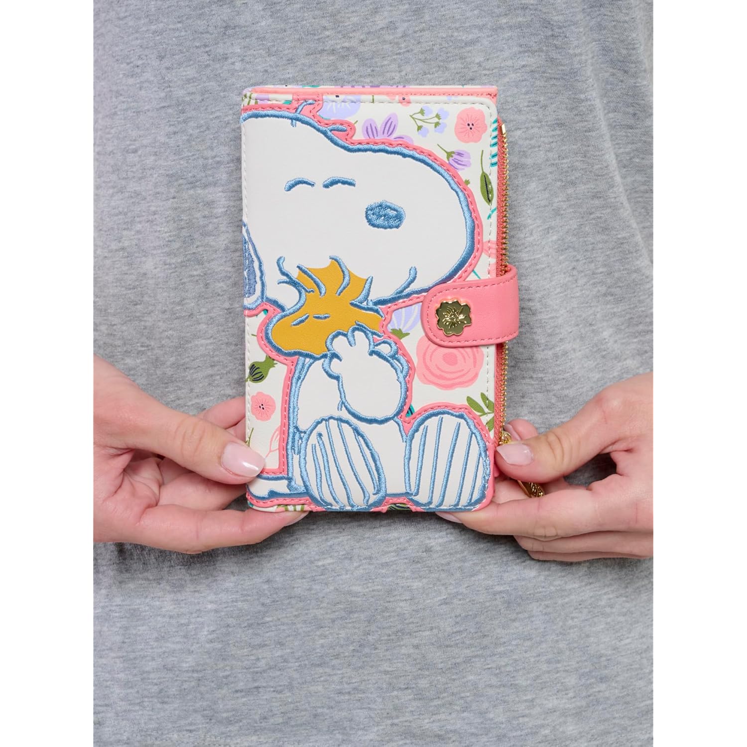 Loungefly Peanuts Snoopy Wallet Flap Snap Clutch Women Woodstock Floral Print Vegan Leather