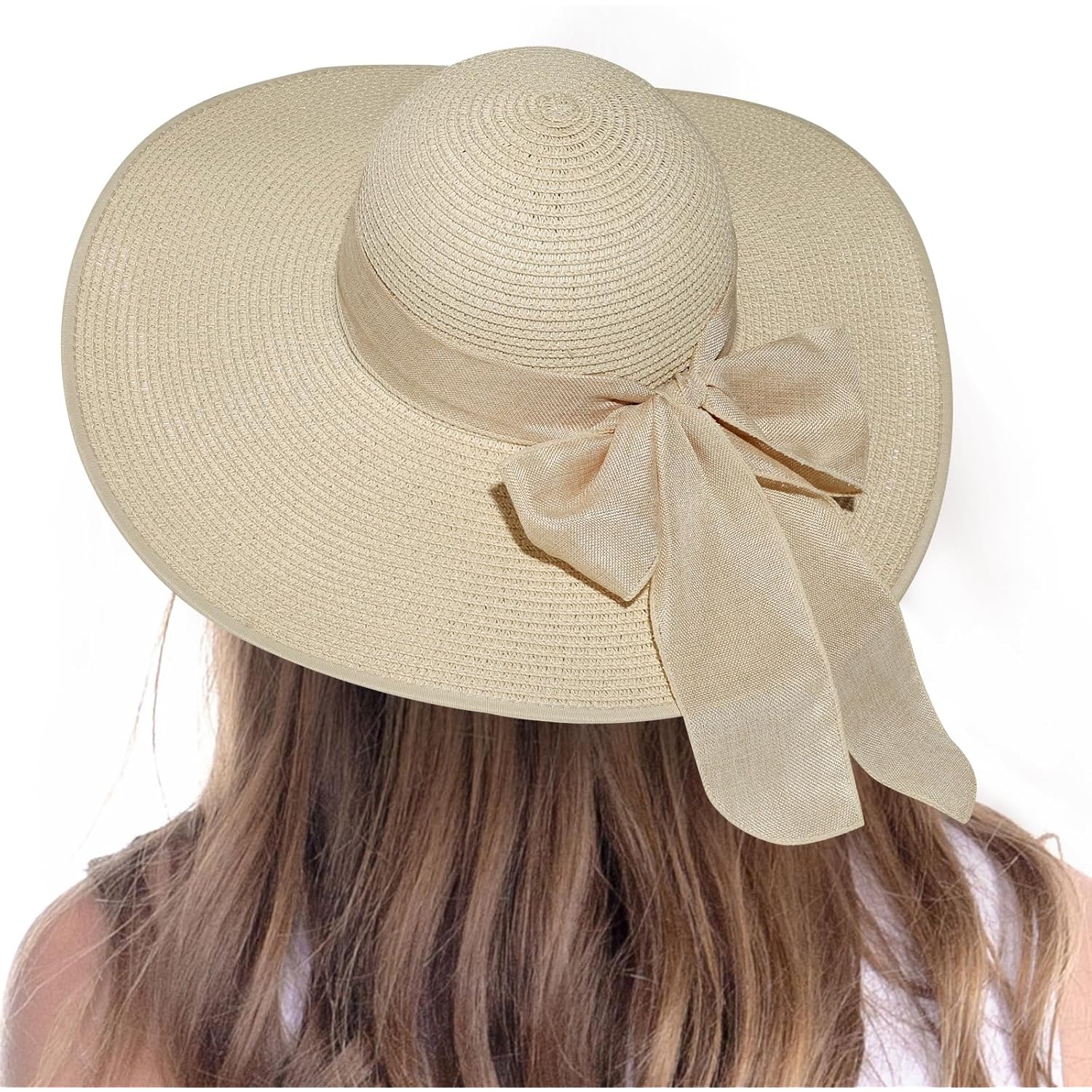 Beach Hats for Women - Beach Hat Womens UPF 50+, Packable Sun Hat Women Roll Up, Wide Brim Straw Hat for Women