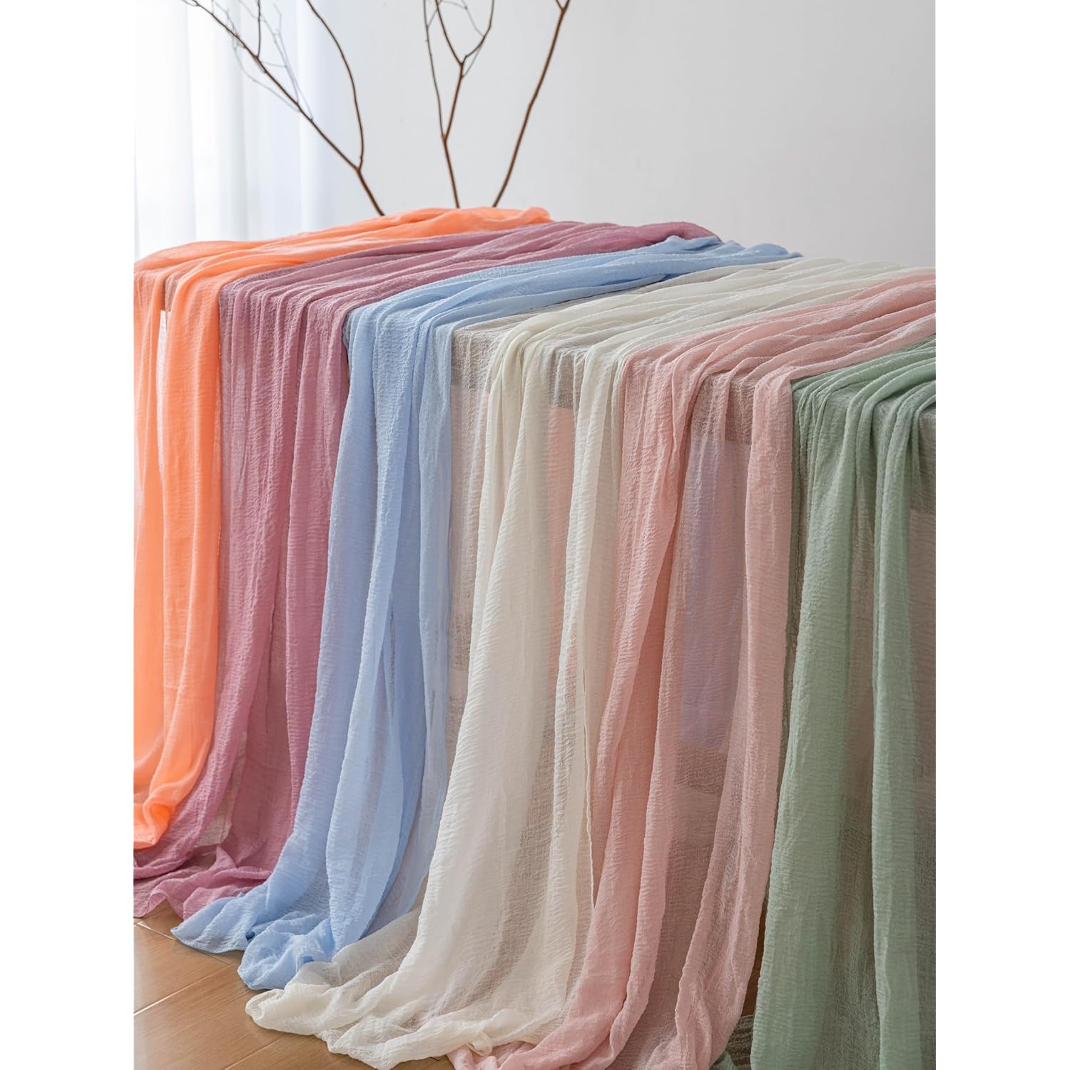 Keketoarrange Sage Green Table Runner Cheesecloth 120 Inch 10 FT Rustic Boho Cheese Cloth Table Runner for Wedding Baby Shower Bridal Shower Sheer Gauze Centerpiece Spring Summer Home Decorations