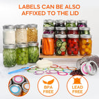 Glass Mason Jars 16 oz with Airtight Lids and Bands - 15 Pack Regular Mouth Pint Canning Jars for Pickling, Meal Prep, Overnight Oats, Dry Food & DIY Crafts - Includes 24 Stickers & Brush
