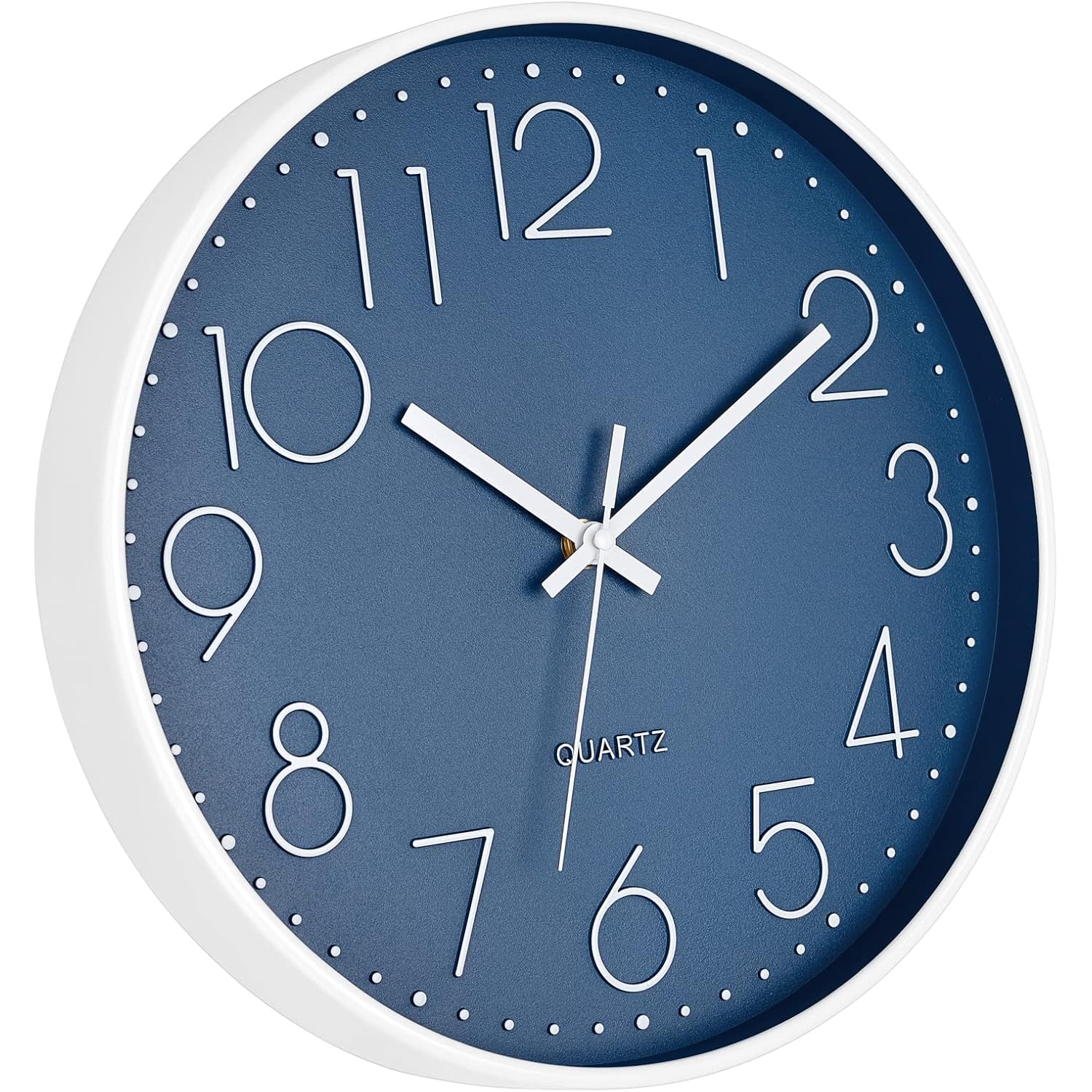 Foxtop Modern Wall Clock Silent Non Ticking Battery Operated Quartz Round Wall Clock Decor For Bedroom Kitchen Home Office School (12 Inch, Cerulean)