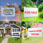 4 Pack Blank Yard Signs 17 X 12 In With Metal Stakes, White Plastic Yard Lawn Sign For Birthday Decoration,Garage Sale,Guidepost, Open House, Rent