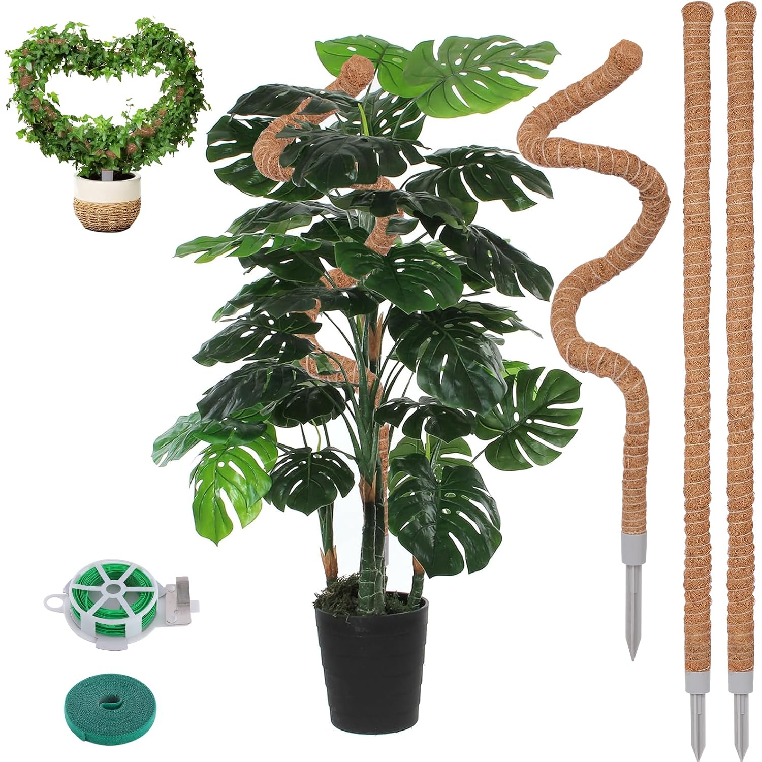 3 Pack Moss Pole, 50 Inch Monstera Plant Support, Tall Moss Poles For Climbing Plants Indoor Diy, Coco Coir Plant Pole Moss Plant Stick Support Stake Kit For Potted Plants, Pothos, Philodendron