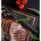 Amorston Steak Knives, Steak Knives Set of 8, Stainless Steel Steak Knife Set, Serrated Knives Dishwasher Safe, Elegant Black Mothers Day Gifts for Women