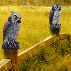 2 Pack Fake Horned Owl Bird Scarecrow Decoy 10.5 Inch Height, Plastic Deterrents, Halloween Decoration, Nature Enemy Pest Repellent For Outdoor Garden Yard