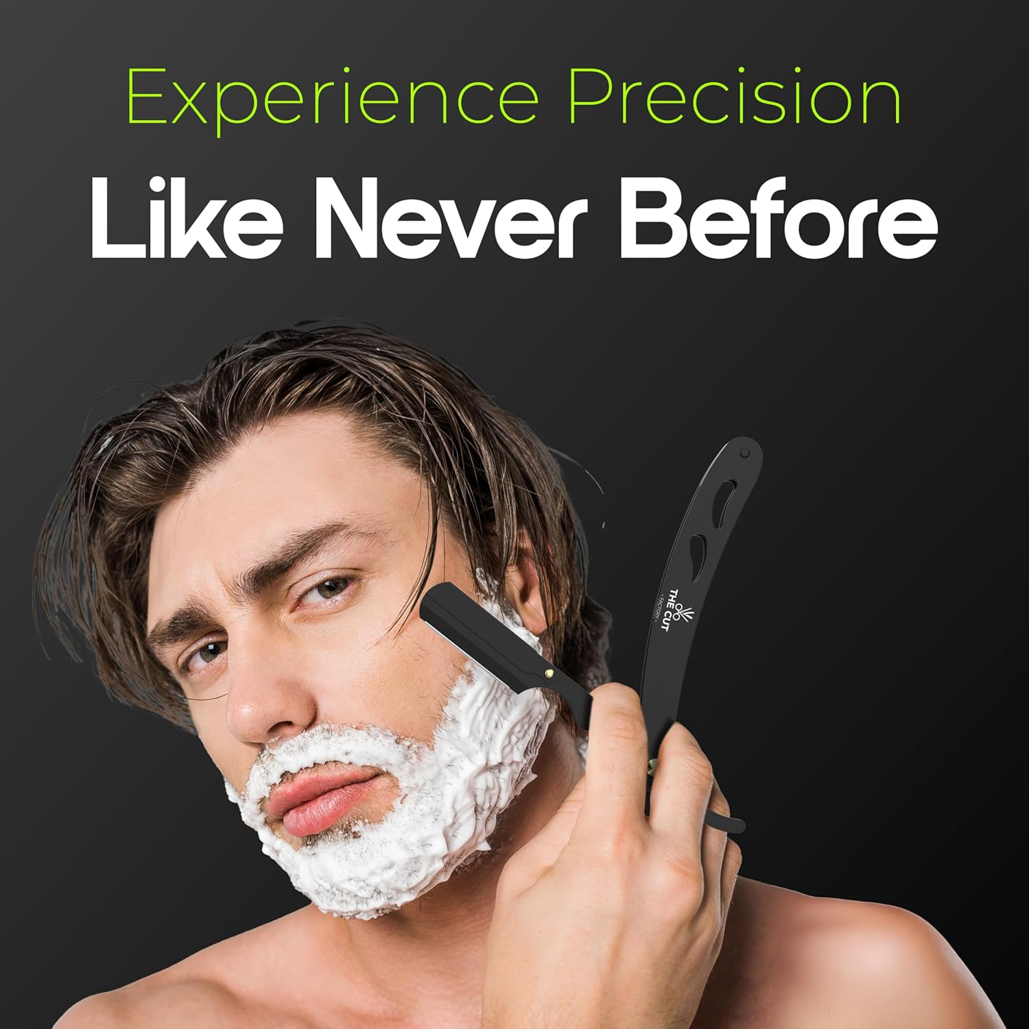 The Cut Factory® Straight Razor for Men Professional Barber Straight Edge Razor for Comfortable Smooth Shave. Gift Box Leather Pouch 20 Single Edge Blades. Our Blades Never Fall