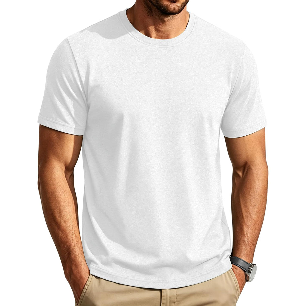 Cotrasen Mens T-Shirts Short Sleeve Cotton Crew Neck Lightweight Moisture Wicking Casual Soft Basic Plain Tee Shirts