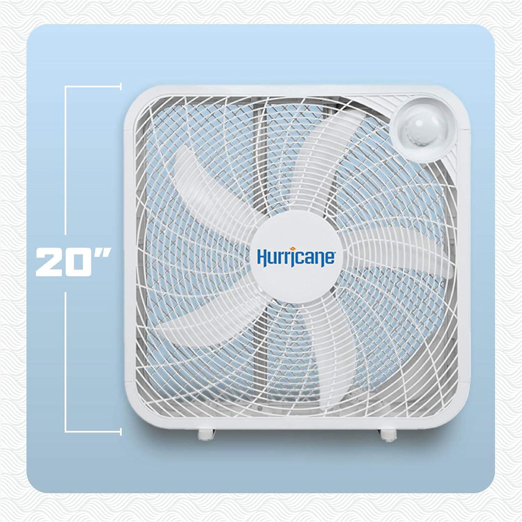 Hurricane Classic Floor Box Fan With 3 Speed Settings, White - 20In | Corded Portable Electric Air Cooling Unit W/ Powerful 2400 Cfm Airflow For Home, Garage, Office, Bedroom & Basement