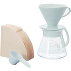 Hario V60 Ceramic Pour Over Coffee Set, Size 02, White