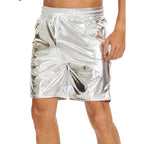 Zerbala Men'S Metallic Shorts Shiny Rave Shiny Sparkly Shorts With Pockets