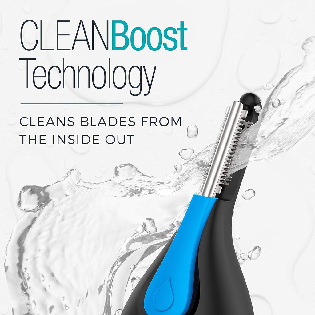 Remington Nose, Ear & Eyebrow Trimmer – Dual Edge Precision Blades, CLEANBoost Easy-Clean System, Waterproof Wet/Dry Groomer, Rotary + Detail Heads, Eyebrow Comb Included