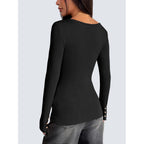 Zeagoo Womens Long Sleeve Henley T Shirts Button Ribbed Knit Slim Fitted Tee Tops Basic Casual Work Blouse Xs-Xxl