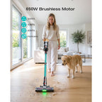 Cordless Vacuum Cleaner, 60Kpa 650W Stick Vacuum With Hurricane Mode, 70-Min Runtime, Anti-Tangle Brush, Self-Standing, Led Display, Cordless Vacuum For Pet Hair, Carpet & Hard Floor, Car