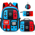 Gamer Backpack For Boys, 4Pcs Gaming Boys Backpack With Lunch Box And Pencil Case For Kids, Video Gamer School Bags