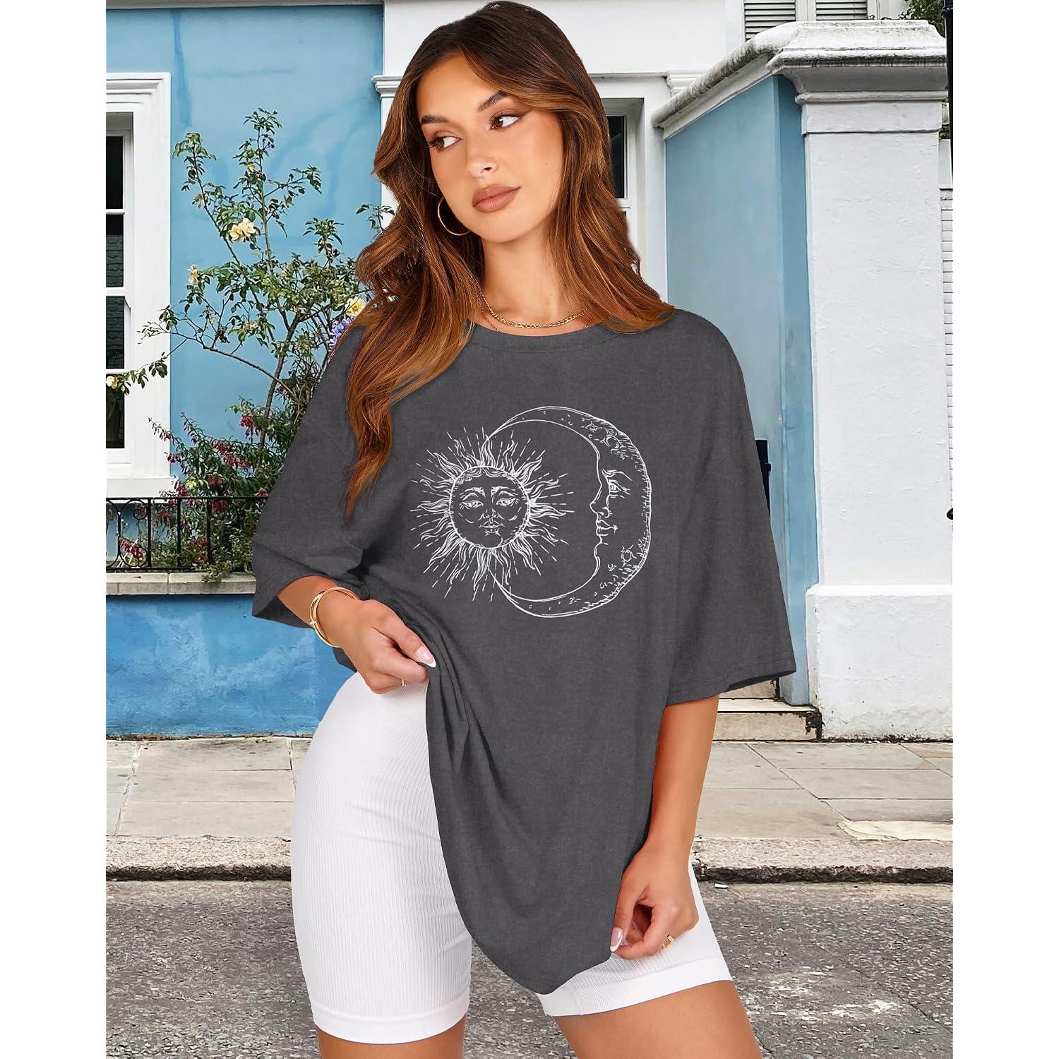Womens Oversized Tshirt Graphic Tees Crew Neck Summer Short Sleeve Loose Fit Tops 2026