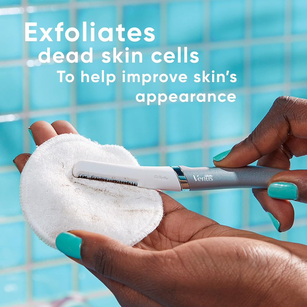 Gillette Venus Facial Razor, Exfoliating Dermaplaning Tool for Face, Replaceable Refills, Removes Fine Facial Hair, Exfoliates Dead Skin, Skin Defense Guard, Handle with 5 Blade Refills