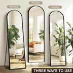 Fictor Arched Full Length Mirror 15" X 56", Full Body Floor Mirror With Adjustable Stand, Free Standing Mirror With Aluminum Frame For Bedroom, Living Room, Cloakroom, Black