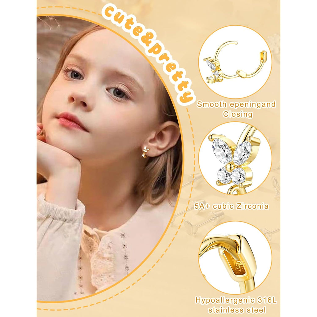 Hypoallergenic Surgical Stainless Steel Earrings for Girls Kids Jewelry - Screw Back Earrings for Sensitive Ears Cute Flower Heart Pearl bow Earrings for Women