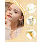Hypoallergenic Surgical Stainless Steel Earrings for Girls Kids Jewelry - Screw Back Earrings for Sensitive Ears Cute Flower Heart Pearl bow Earrings for Women