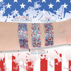 DAGEDA Red White Blue Face Body Glitter Stick,4th of July Accessories Sparkling Hair Glitter Makeup,Patriotic Red White and Blue Patriotic Accessories,Fourth of July Outfit Flag Glitters Makeup