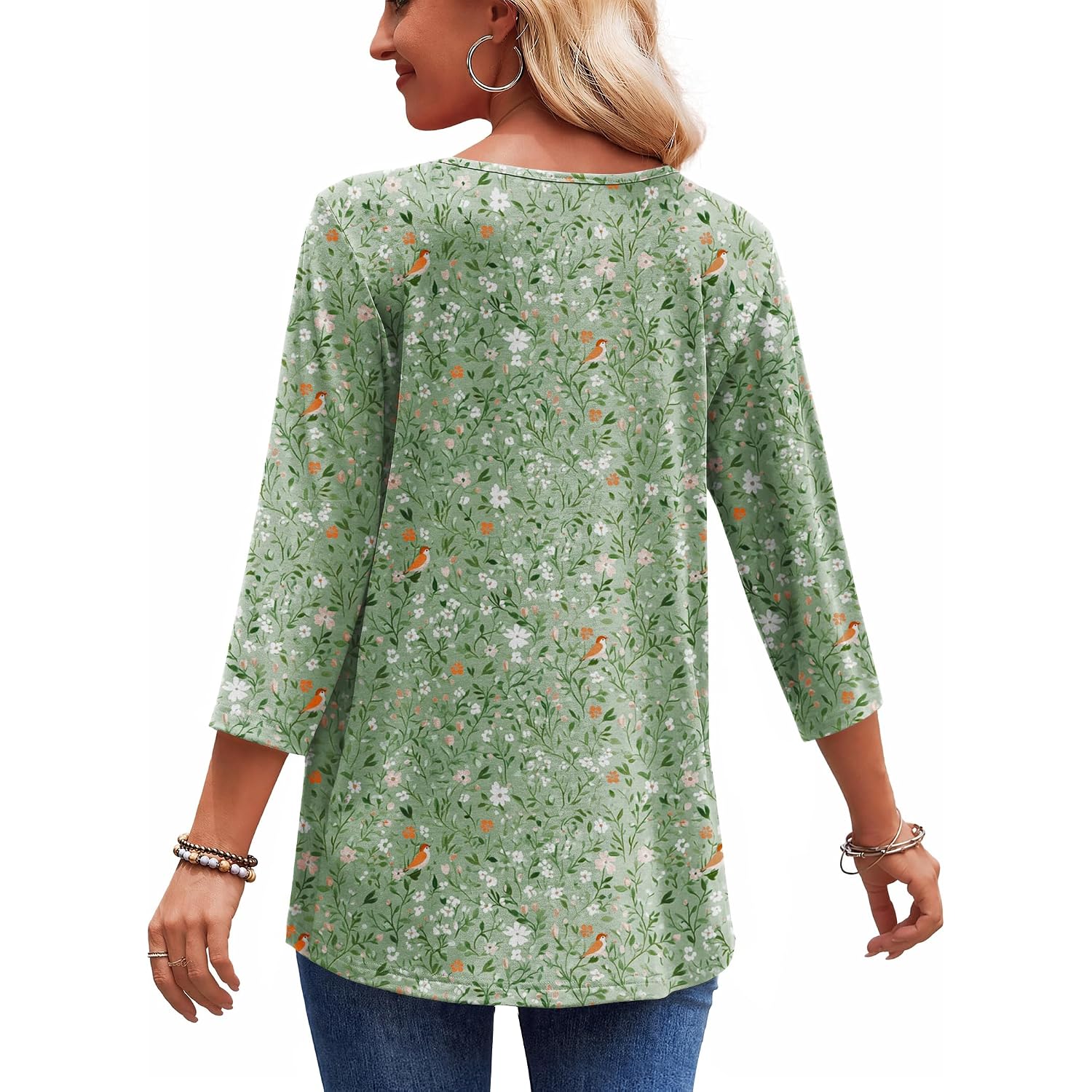 Zeagoo 3/4 Length Sleeve Womens Tops 2026 Blouses For Women Dressy Casual Fashion Clothing V Neck T-Shirts Summer Outfits