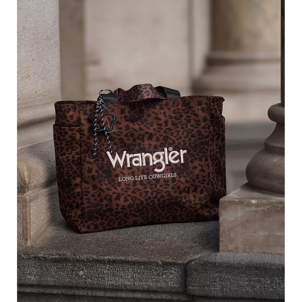 Montana West Wrangler Large Tote Bag for Women Designer Leopard Print Purse for Travel Work Gym
