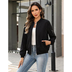 Hotouch Women Casual Jacket Lightweight Long Sleeve Zip Up Coat Trendy Work Clothes With Pockets