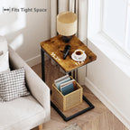 Qeeig C Table Side Table Set Of 2 Living Room Sets C Shaped Couch Tray End Tables Farmhouse, Rustic Brown (017-30Bn)