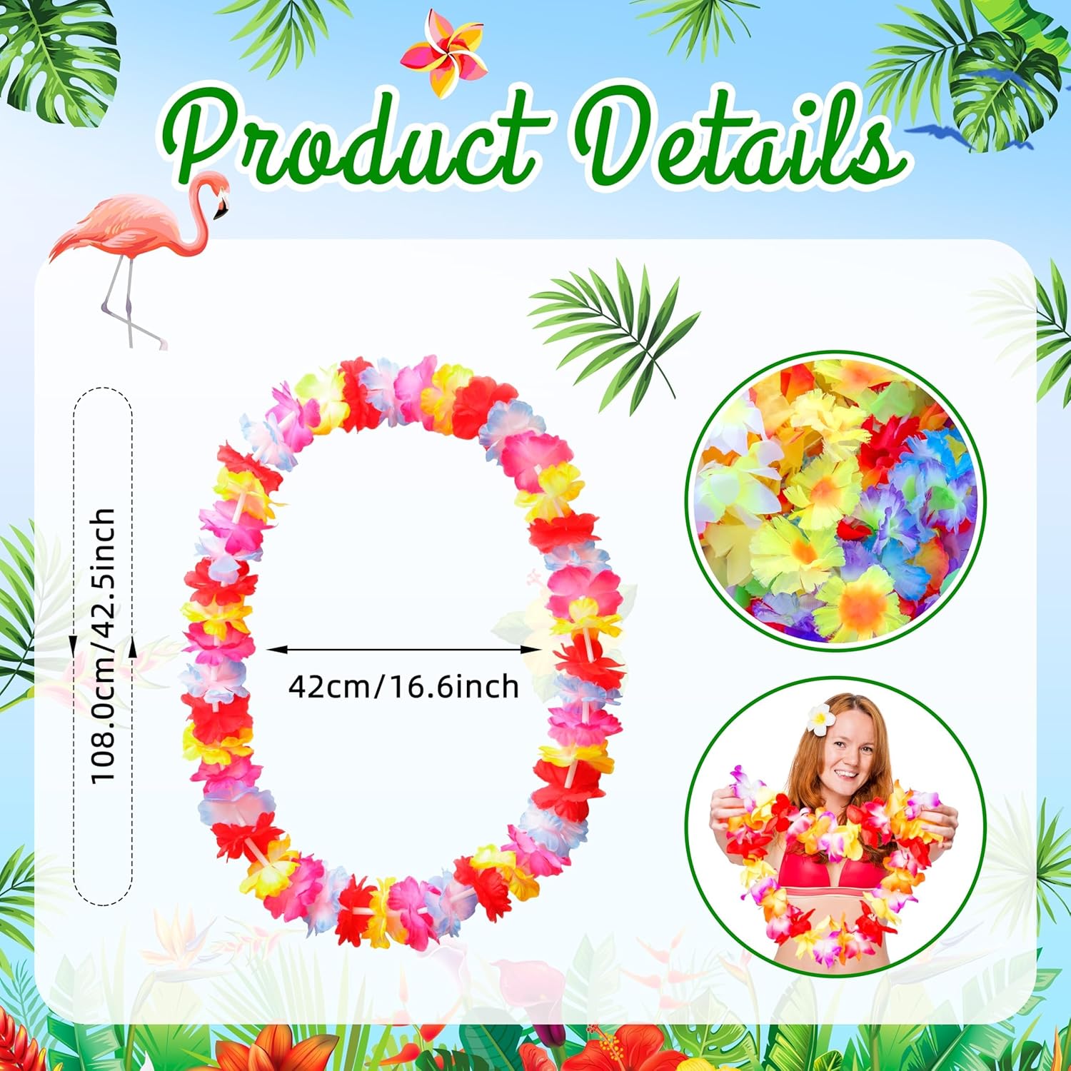 200 Count Hawaiian Lei Bulk, Tropical Luau Hawaii Theme Silk Flower Necklace, Party Favors for Beach Holiday Wedding Birthday Party, Aloha Summer Party Decorations