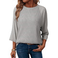Womens Tops Spring Summer 3/4 Length Sleeve Fashion T Shirts for Women Crewneck Waffle Knit Casual Loose Tee Blouses