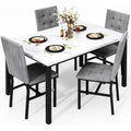 Awqm Dining Table Set For 4,Faux Marble Kitchen Table And Chairs Set Of 4, Modern Dining Room Set For 4,Dinner Table Set With Velvet Chairs, Dining Set For Small Spaces,White & Grey