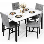Awqm Dining Table Set For 4,Faux Marble Kitchen Table And Chairs Set Of 4, Modern Dining Room Set For 4,Dinner Table Set With Velvet Chairs, Dining Set For Small Spaces,White & Grey