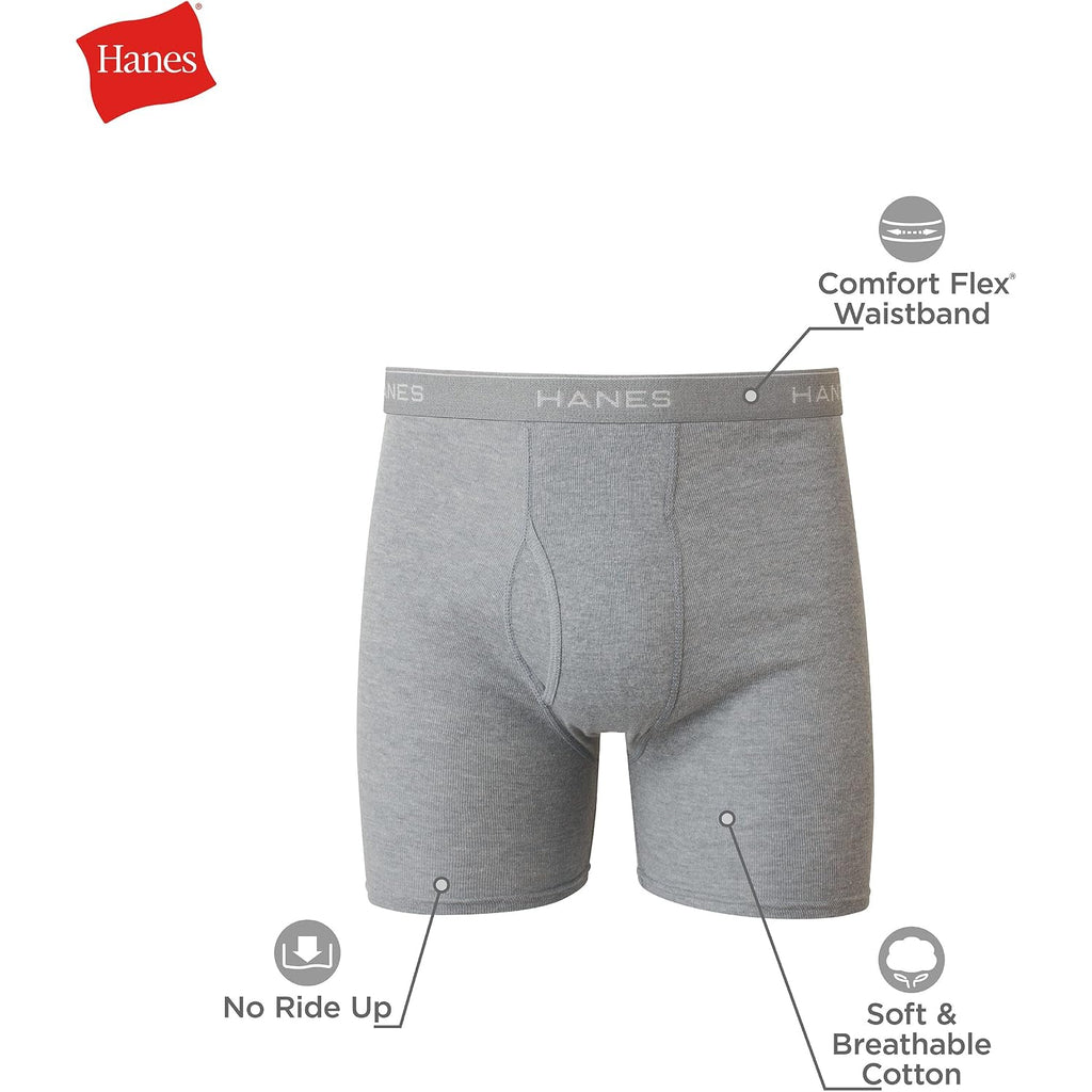 Hanes Mens Underwear Boxer Briefs Pack, Cool & Breathable Cotton Moisture-Wicking Underwear For Men, No Ride Up