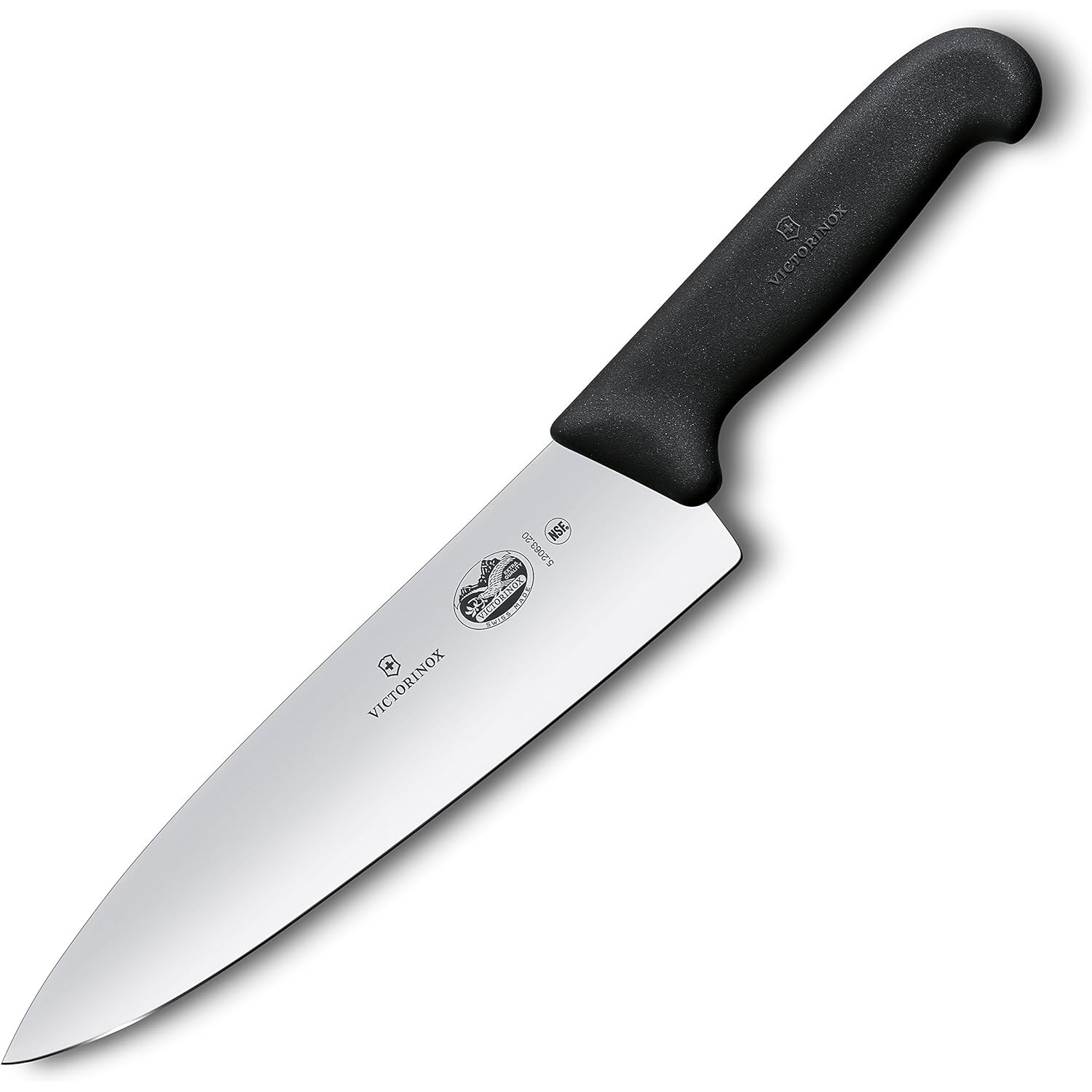 Victorinox Fibrox Pro Chef’s Knife, 8 Inch - Swiss Army Kitchen Knife, High Carbon Stainless Steel Blade, Non-Slip Fibrox Handle, Dishwasher Safe, Black