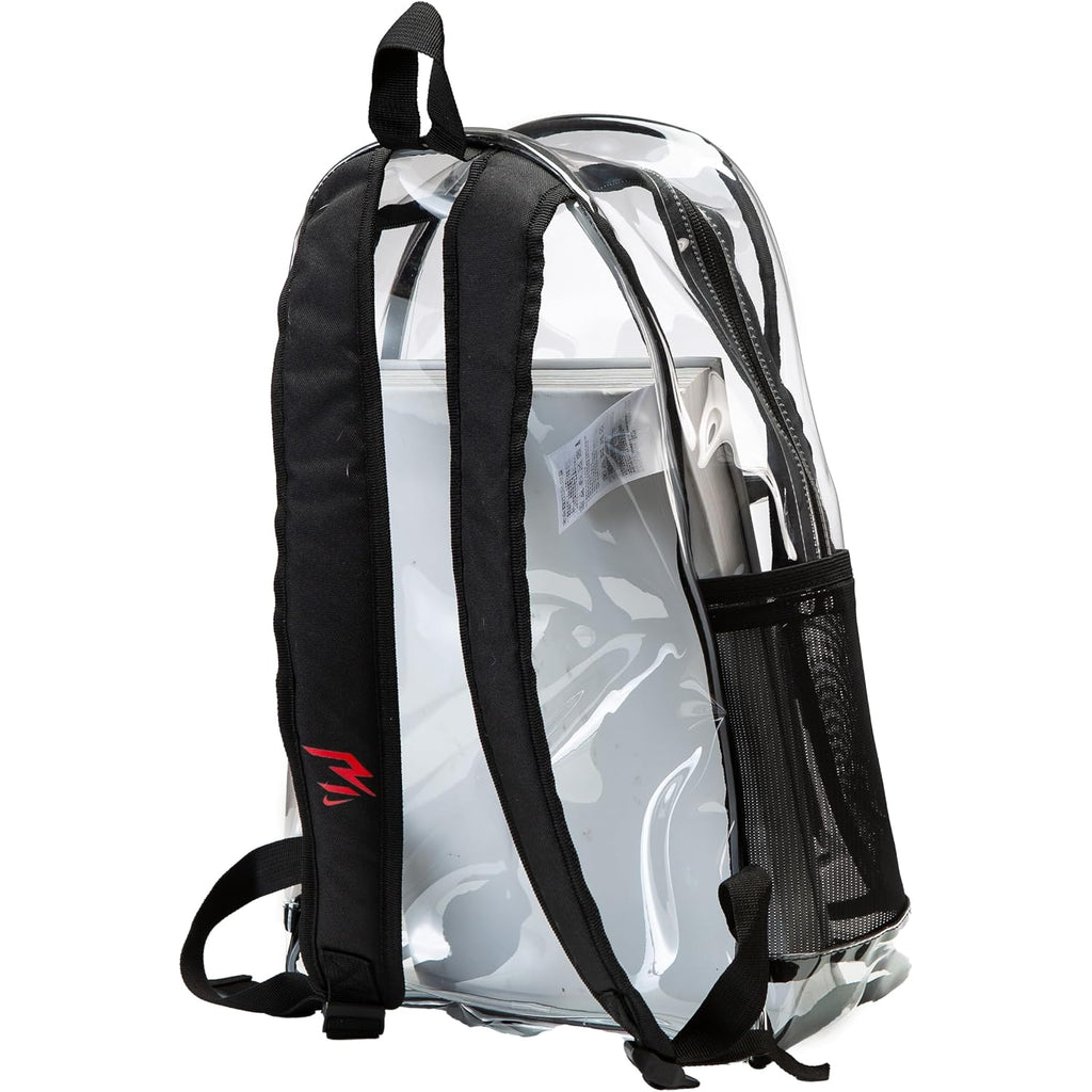 Nike 3 Brand Clear Backpack - Black - One Size (23L) | See Through School Bookbag For Boys, Girls, Men, Women. Zip Main Compartment, Side Mesh Bottle Pocket, Padded Shoulder Straps