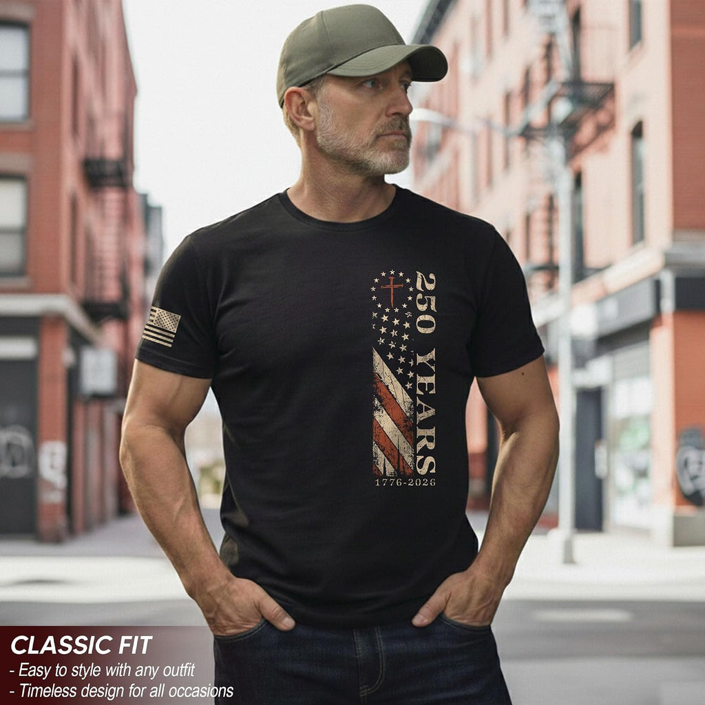 250 Anniversary Usa Shirt, Christian Shirts For Men | Celebrate Your Faith And American Pride With Our Unique Collection Of Cross-Themed Apparel And 250Th Anniversary Shirts.