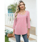 LOMON Womens 3/4 Length Sleeve T Shirts Asymmetrical Neck Tops Business Blouses for Women Fashion 2026