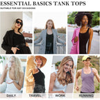 TVKSOM 5 Pack Basic Tank Tops for Women Undershirt Ribbed Sleeveless Scoop Neck Casual Layering Basic Tanks Top