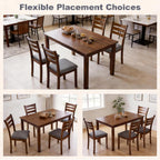 Costway 5-Piece Dining Table Set For 4, Kitchen Table W/Upholstered Chairs | Rectangular Table, Rubber Wood Frame, Farmhouse, Space-Saving Design For Small Apartment & Breakfast Nook