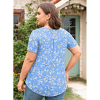 Aodemo Women'S Summer Plus Size Tops Short Sleeve Shirts Henley Fit Tunic Ladies Flowy Blouse