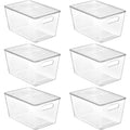 Vtopmart 6 Pack Clear Stackable Storage Bins with Lids, Large Plastic Containers with Handle for Pantry Organizer and Storage,Perfect for Bathroom,Cabinet,Kitchen,Fridge,Closet Organization