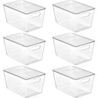 Vtopmart 6 Pack Clear Stackable Storage Bins with Lids, Large Plastic Containers with Handle for Pantry Organizer and Storage,Perfect for Bathroom,Cabinet,Kitchen,Fridge,Closet Organization