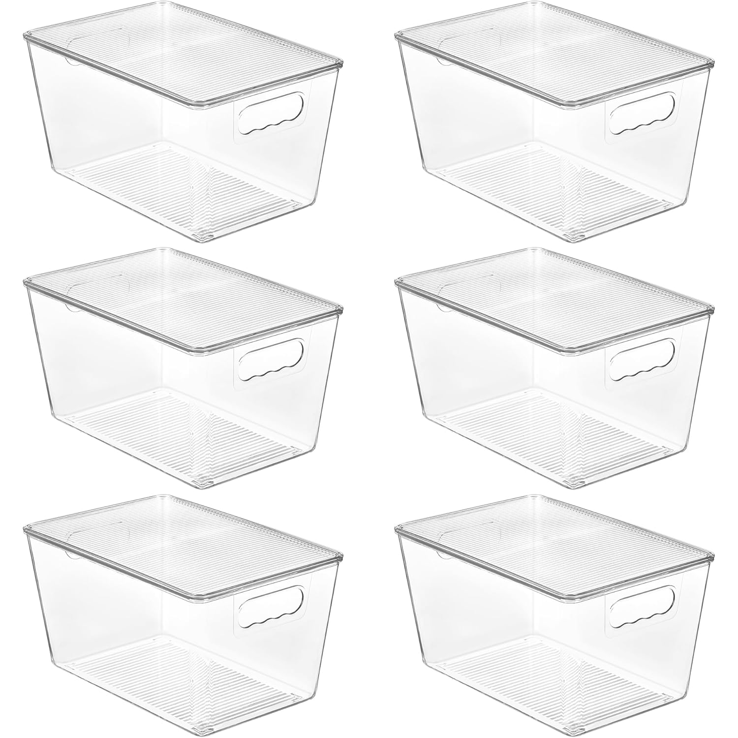 Vtopmart 6 Pack Clear Stackable Storage Bins with Lids, Large Plastic Containers with Handle for Pantry Organizer and Storage,Perfect for Bathroom,Cabinet,Kitchen,Fridge,Closet Organization