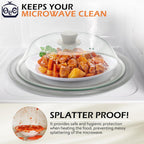 OEC Lighter Weight Tempered Glass Microwave Splatter Cover - 11.5 inch (Inner Diameter 10.6”) - Heat-Resistant -Durable Glass Lid with Vent, Silicone Knob, Dishwasher Safe, 100% Food Grade - BPA Free