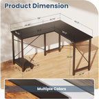 DUMOS L Shaped Desk, Computer Gaming Desks Corner Office Table with CPU Shelf for Home Study Writing Work Station 50 Inch, Sturdy Modern Design, Ideal for PC Setup, Study, and Home Office Use, Black