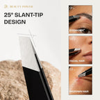 Beauty Power Tweezers for Women Facial Hair: Ultra Precision Tweezers for Women & Men, Sharp Slant Tweezer for Eyebrows, Ingrown Hair Removal. Professional Plucker + Case, German Stainless Steel Black
